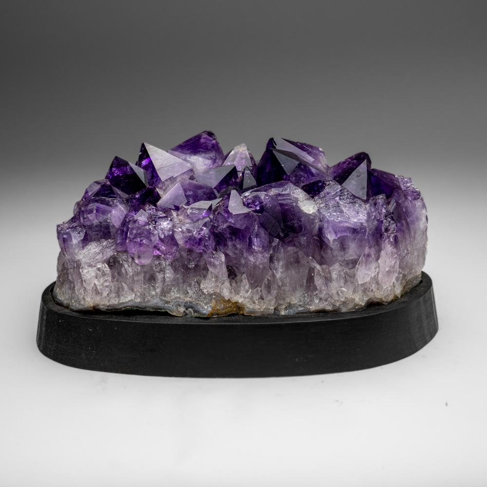 Genuine Amethyst Crystal Cluster On a Wooden Stand (10 lbs) For Sale 3
