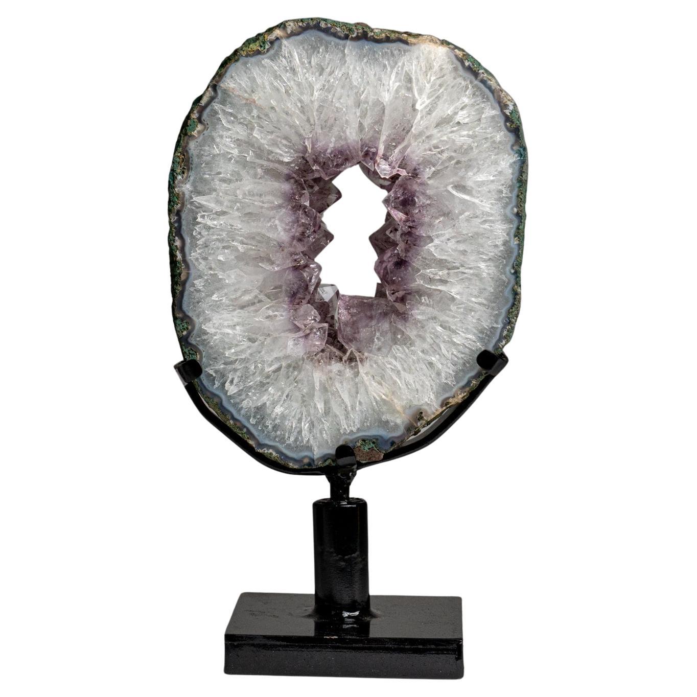 Genuine Amethyst Geode Slice on Stand from Uruguay (14.2 lbs) For Sale