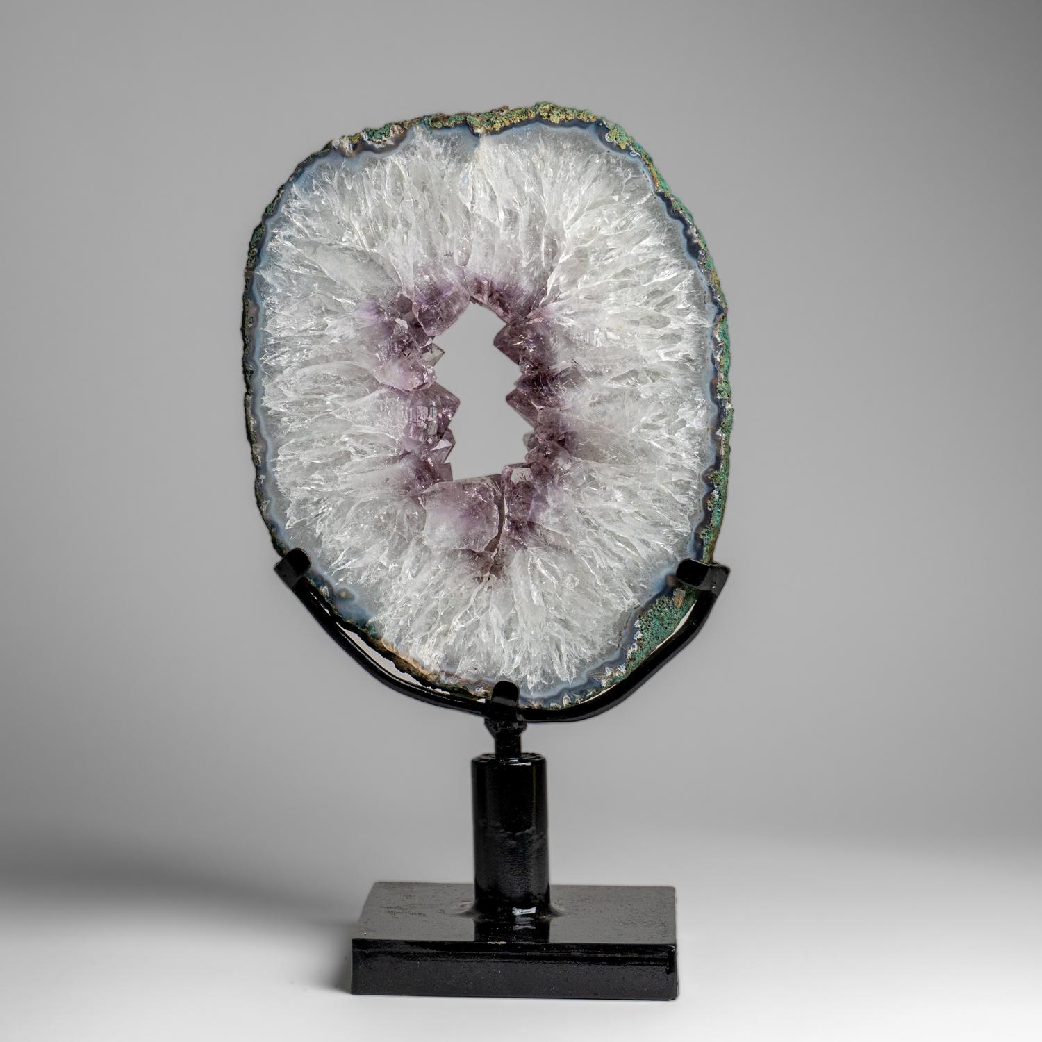 Other Genuine Amethyst Geode Slice on Stand from Uruguay (14.2 lbs) For Sale