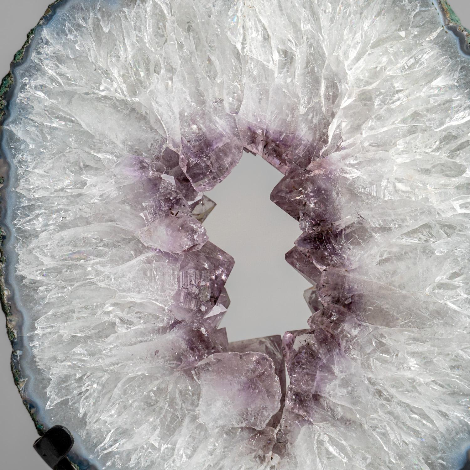 Genuine Amethyst Geode Slice on Stand from Uruguay (14.2 lbs) For Sale 2