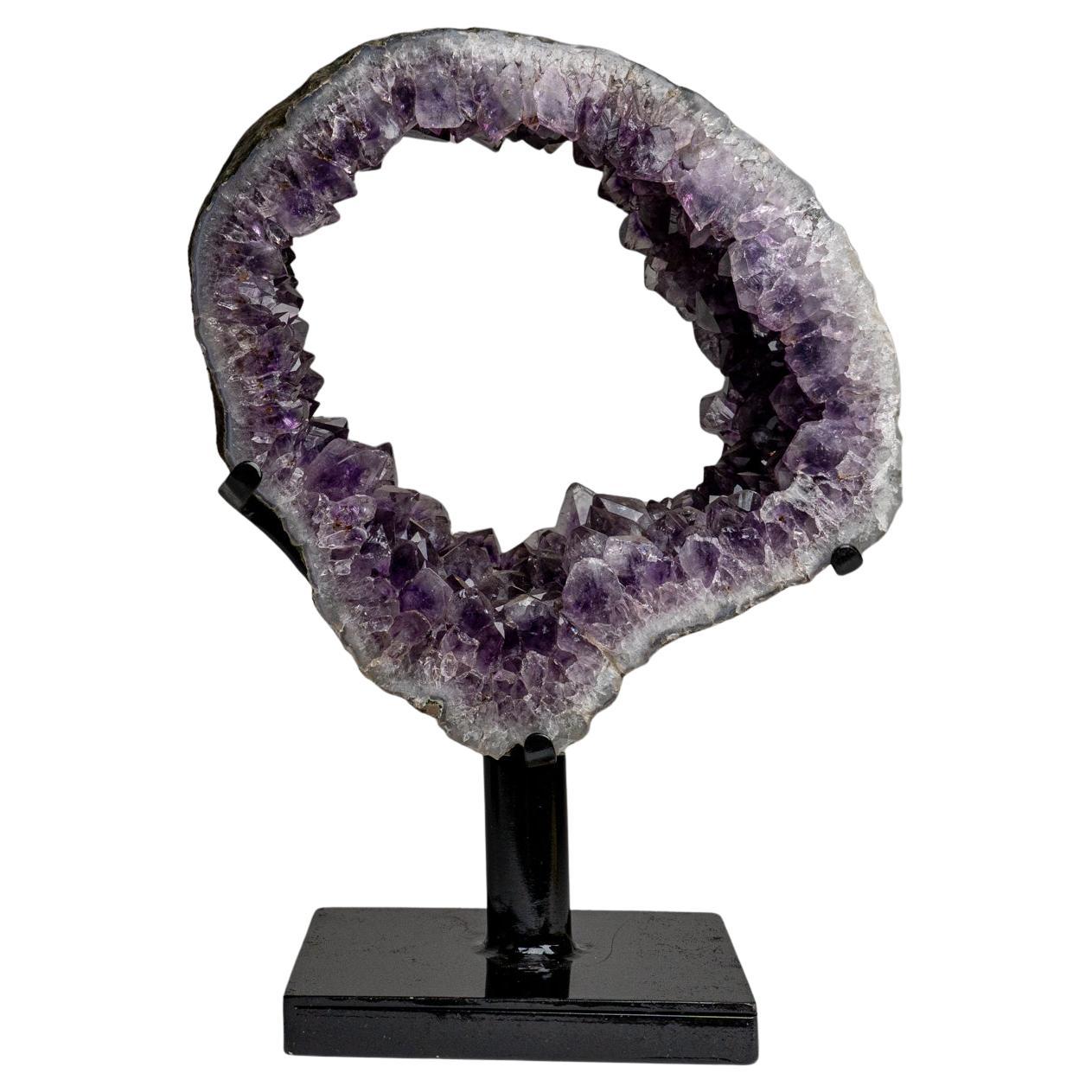 Genuine Amethyst Geode Slice on Stand from Uruguay (13.8 lbs)