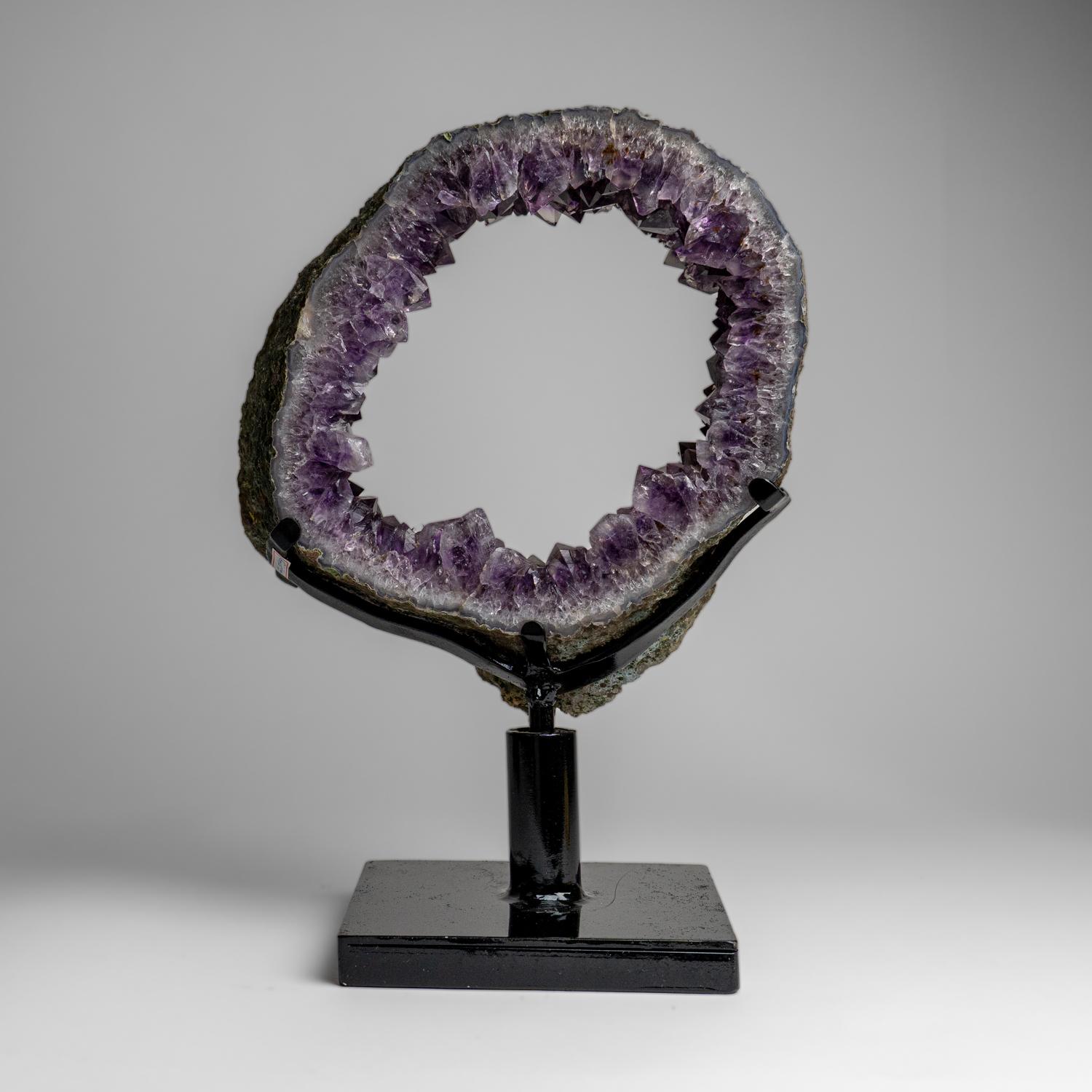 Genuine Amethyst Geode Slice on Stand from Uruguay (13.8 lbs) For Sale 2