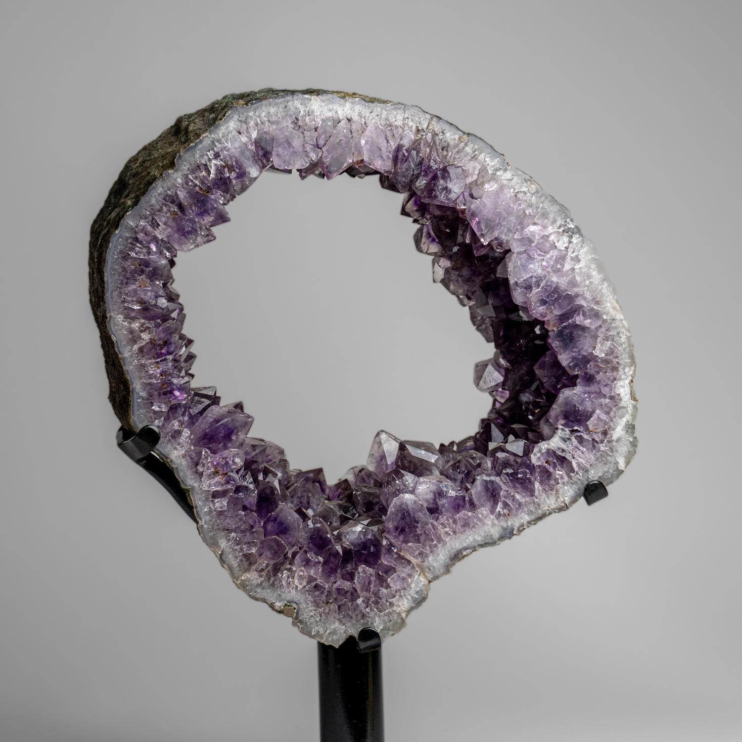 Genuine Amethyst Geode Slice on Stand from Uruguay (13.8 lbs) For Sale 5