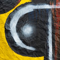 Ladislas Kijno : "Abstraction", Mixed technic on crumpled paper - C. 1970