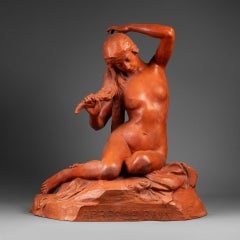 L.H. Nicot : "Après le bain", terracota retouched by the artist - C.1905