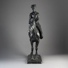 Fernand CLOSTRE (?-1927): "Amazone" - Scultura in bronzo patinato - 1899