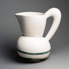Jacques Blin : black and white enameled pitcher - C. 1950