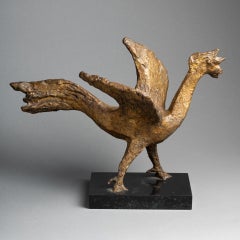 C. Andréou: „Rooster“, originale Skulptur aus patinierter Bronze, um 1950