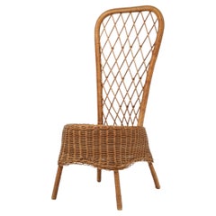 French 1950s Mid Century Woven Wicker Occasional Chair