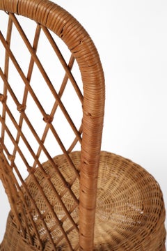 French 1950s Mid Century Woven Wicker Occasional Chair