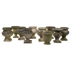 Collection of English Classic Carrara Marble Garden Planters
