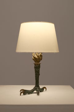 French Early 20th Century Bronze Talon Lamp