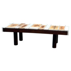 Table basse en céramique blanche Roger Capron