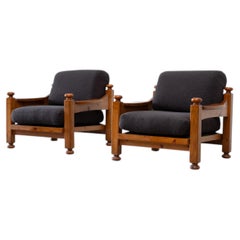 Set aus zwei Liegestühlen aus Kiefernholz