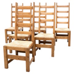 Set of six high back French dining chairs