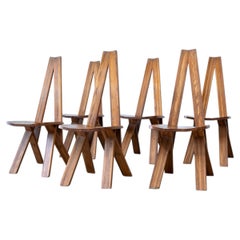Lot de six chaises de salle à manger « S45 » ou « Chlacc » des débuts, signées Pierre Chapo