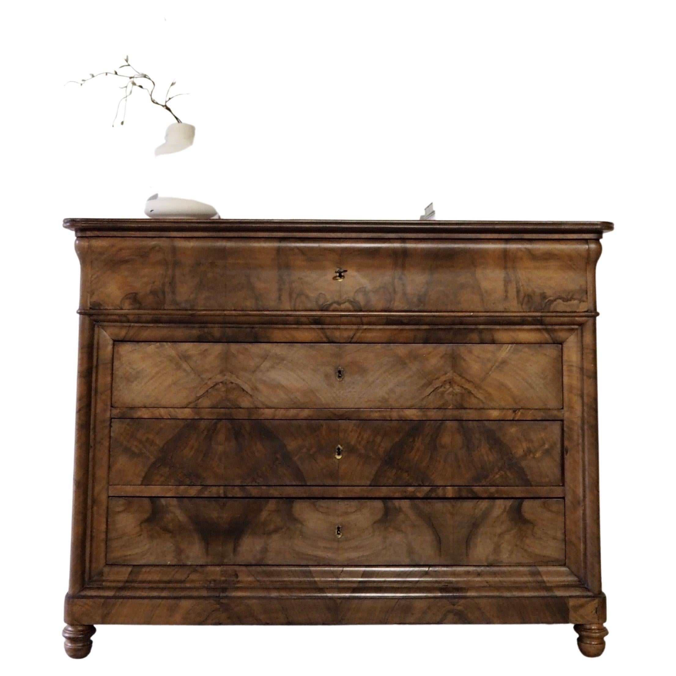 French Louis Philippe Commode 19th Century Bleached Walnut For Sale