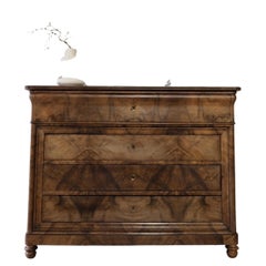 French Louis Philippe Commode 19th Century Bleached Walnut