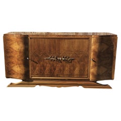 French ART DECO Sideboard- High Gloss Burl Elmwood Buffet-30s