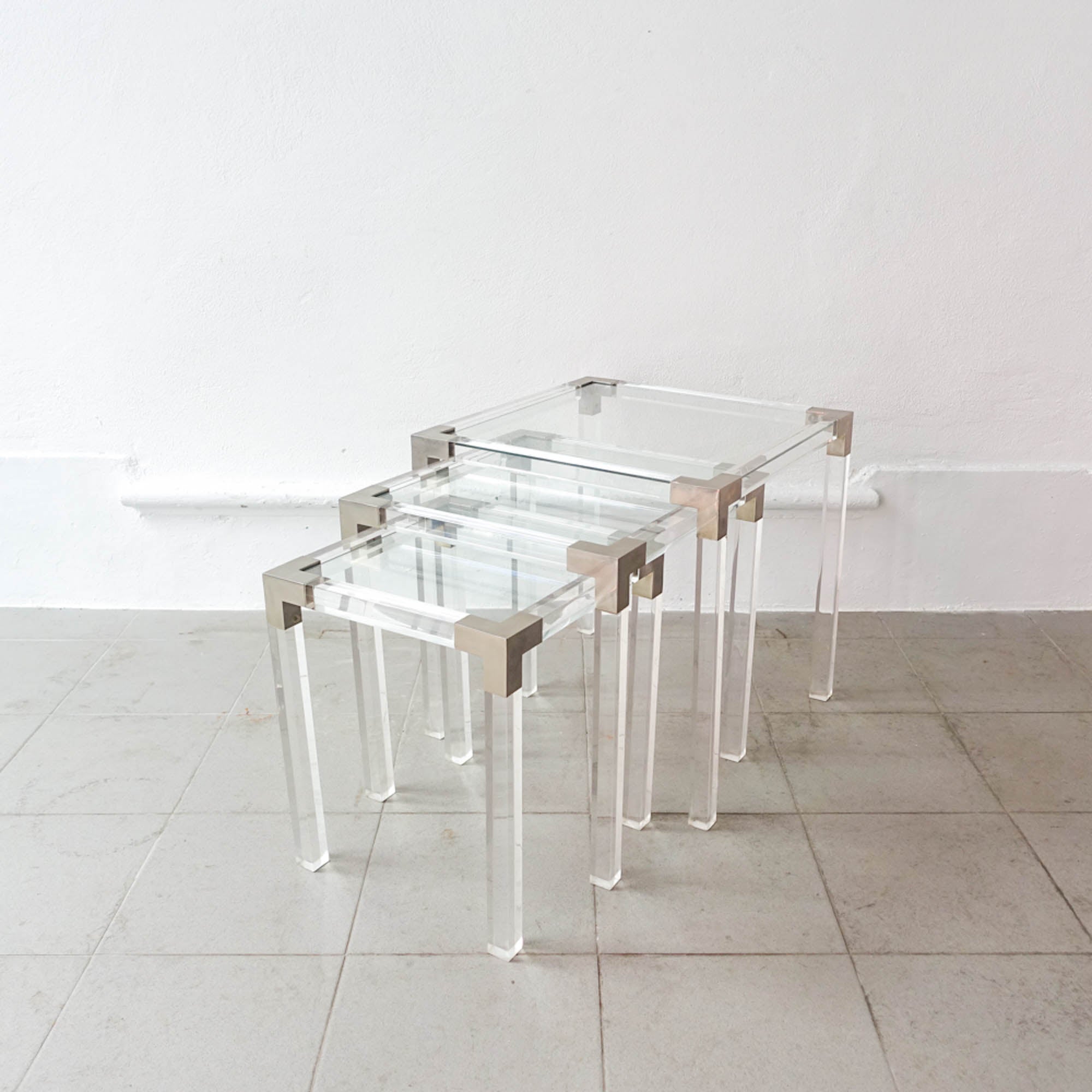 Set of 3 Lucite Nesting Tables, France, 1970's