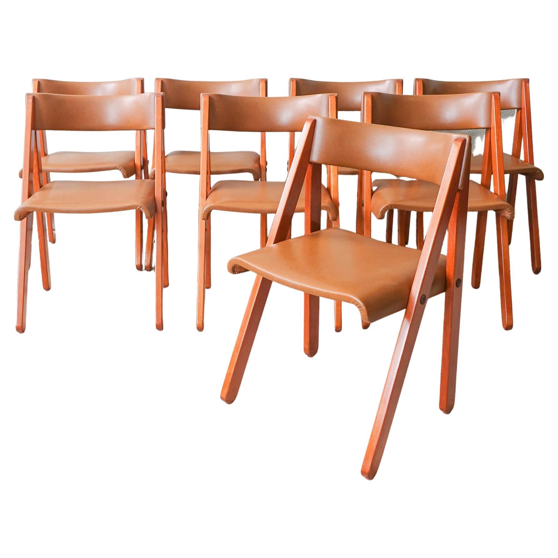 Set of 8 Chairs, Model Noruega, by Gastão Machado for Móveis Olaio, 1978 For Sale