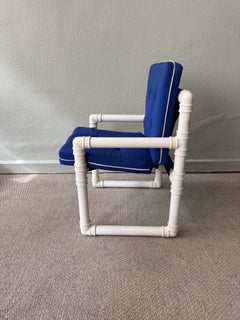 Sillón de PVC «Tubline Portuguese Space Age» en azul y blanco, Lisboa, década de los 80
