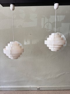 Pair of IKEA Lakene White Strips Pendant Lamps by Brylle and Jacobsen, 2000s
