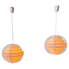 Pair of IKEA Lakene White Strips Pendant Lamps by Brylle and Jacobsen, 2000s