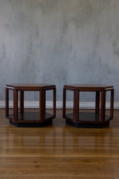 Pair of Mid 20th Century Brown Saltman Hexagonal Side Tables
