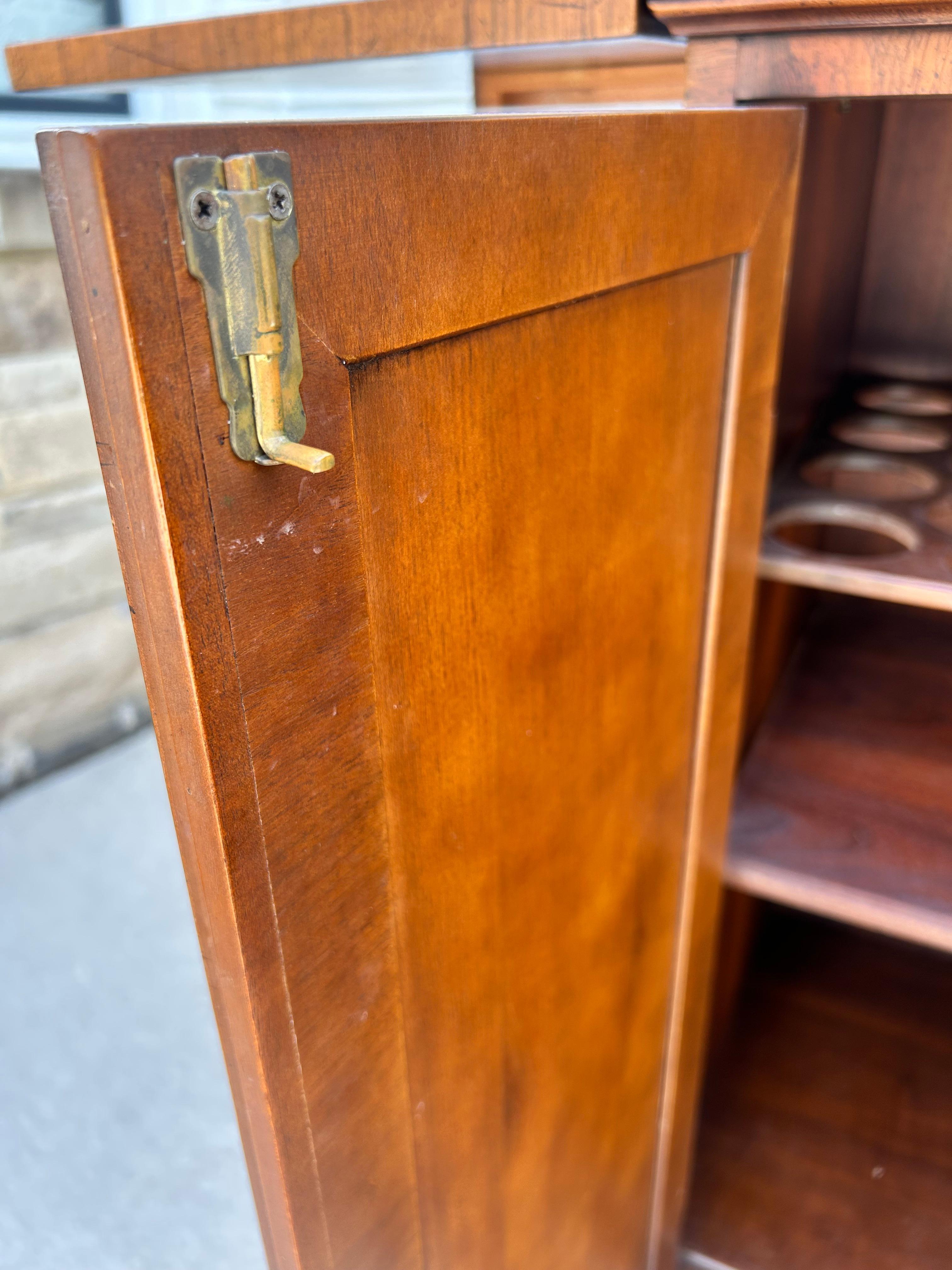 Walnut Drybar Cabinet with Lock and Key by Henredon Fine Furniture For Sale