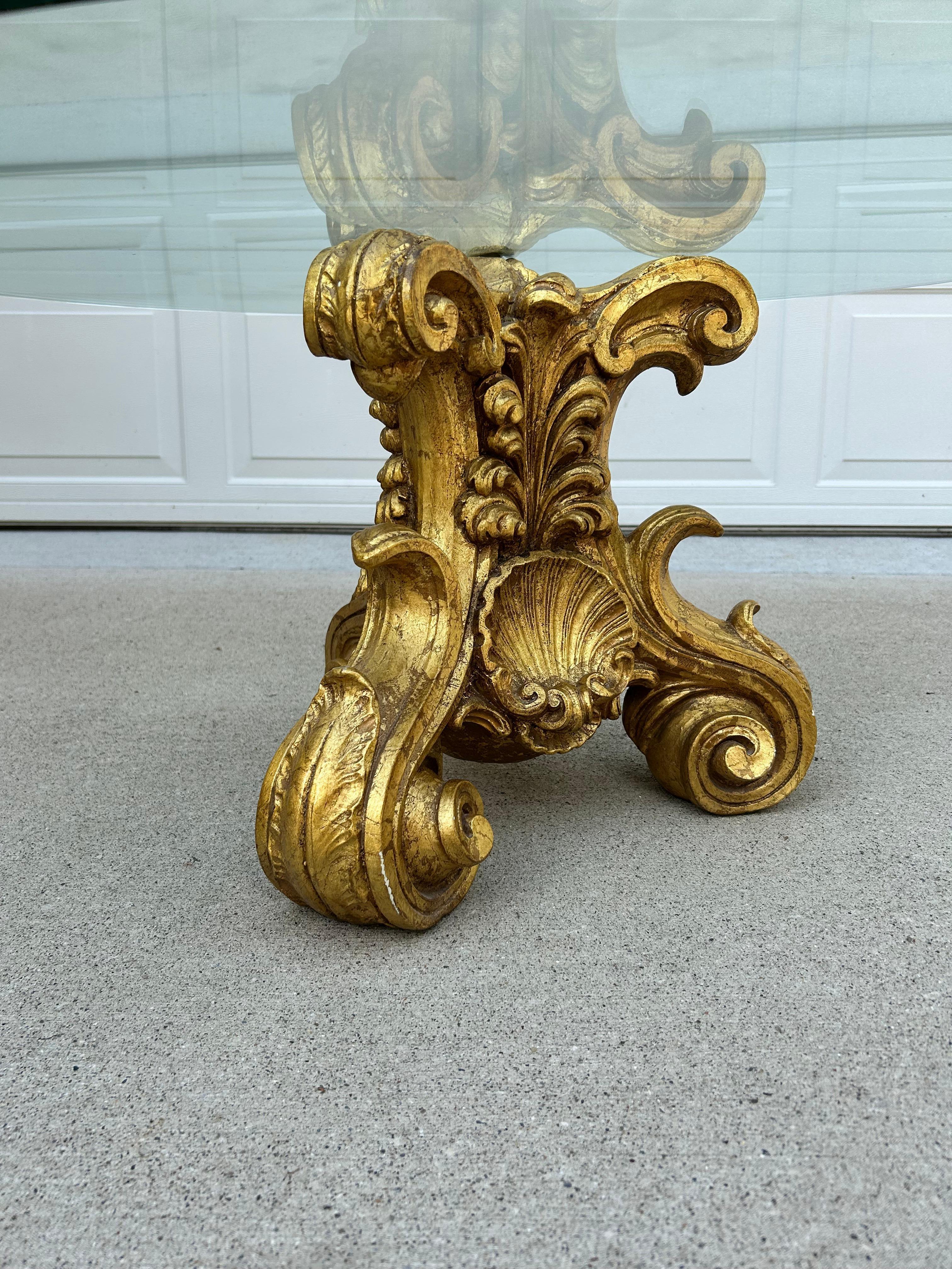Hollywood Regency Gold and Glass Coffee Table For Sale 2