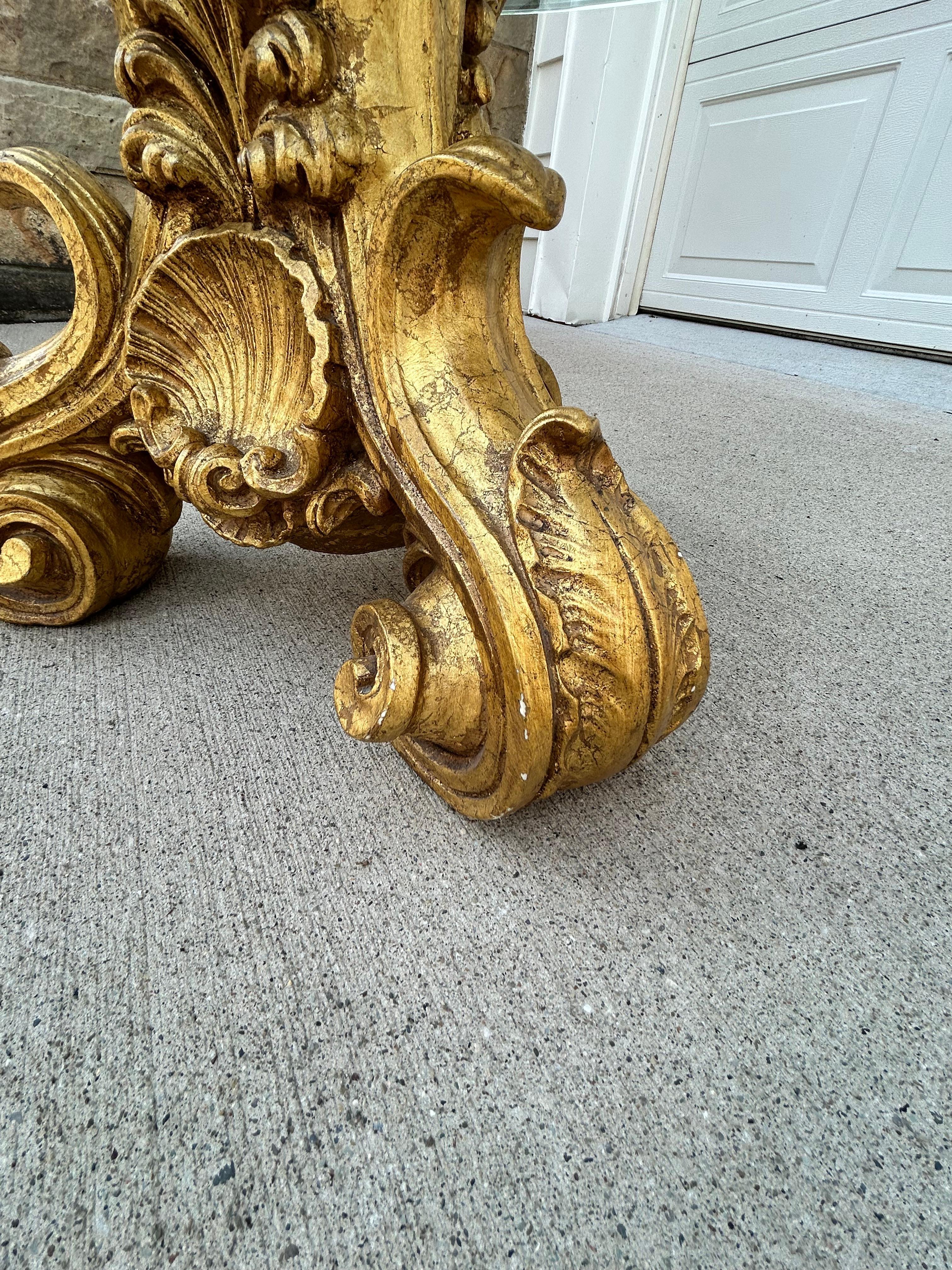 Hollywood Regency Gold and Glass Coffee Table For Sale 4