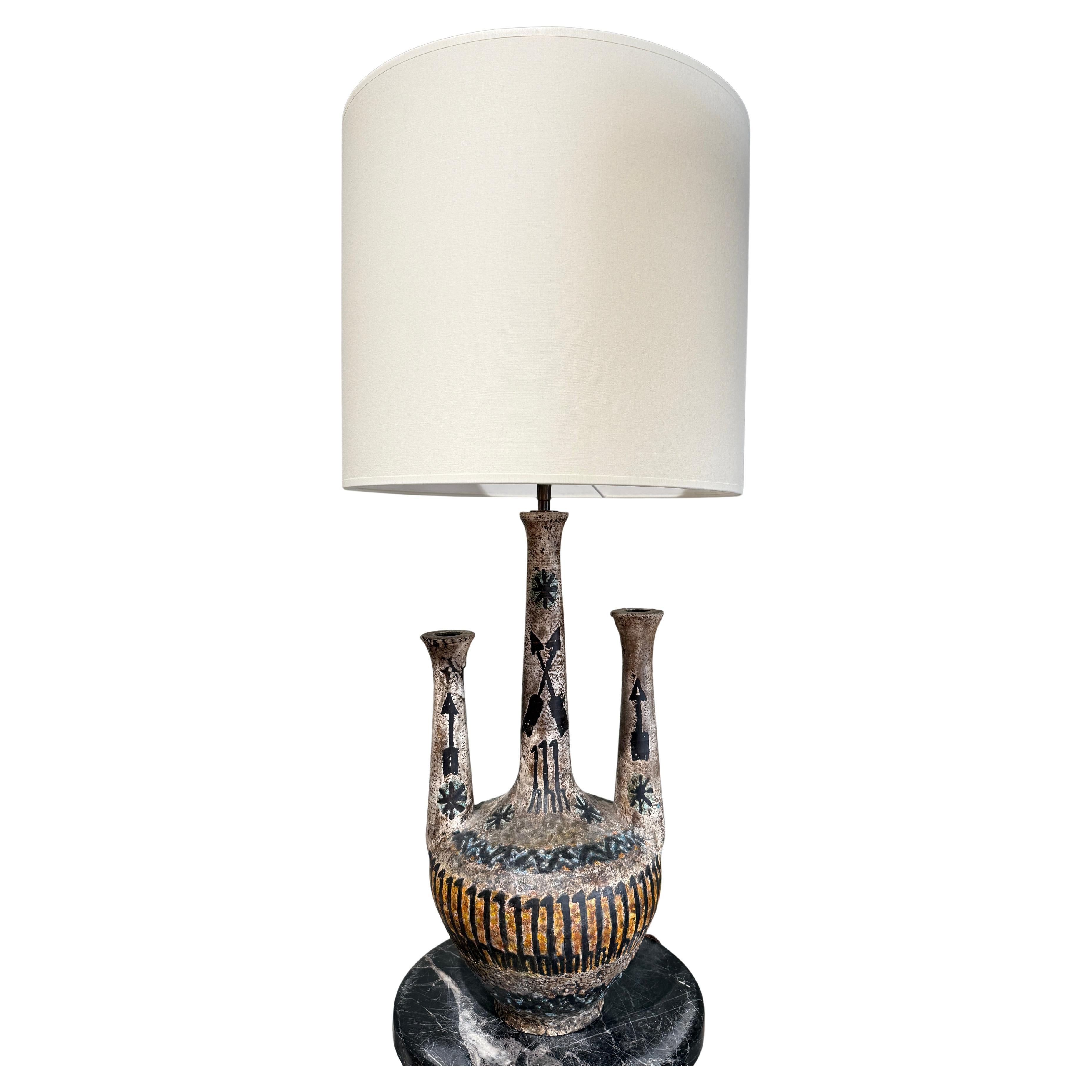 Lampe en céramique française Rene Bluet circa 1950 en vente