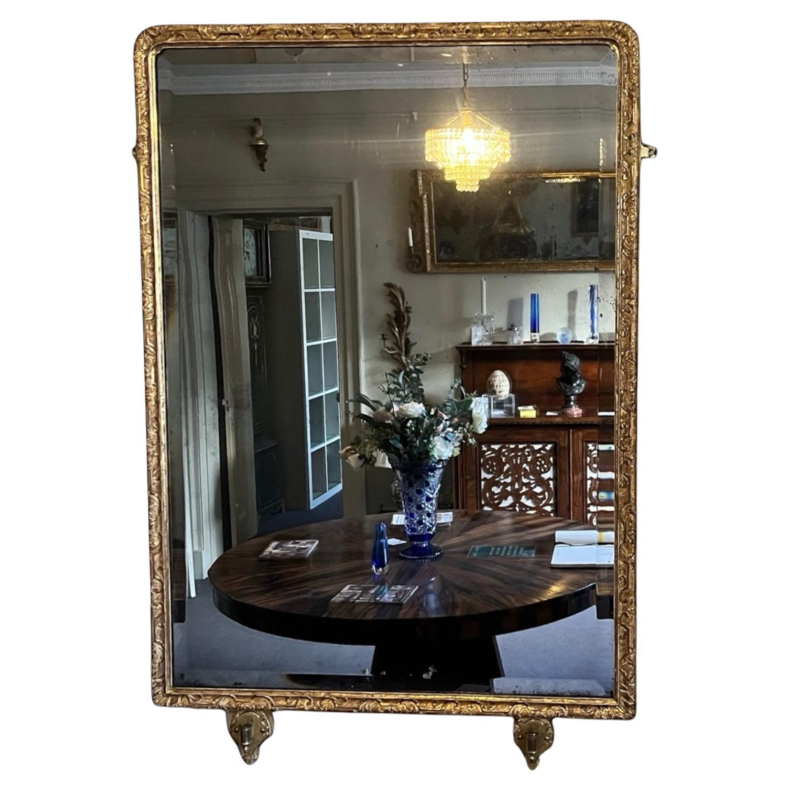 A.C.I.C. Gesso Gilt Wall Mirror Frame with later glass and double candle arms. en vente