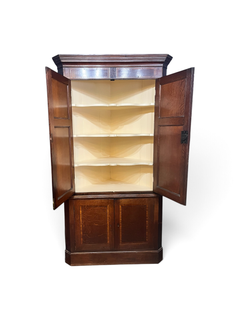 Superb Edwardian/Late Victorian Inlaid Mahogany Two-Part Corner Cupboard