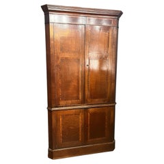 Superb Edwardian/Late Victorian Inlaid Mahogany Two-Part Corner Cupboard