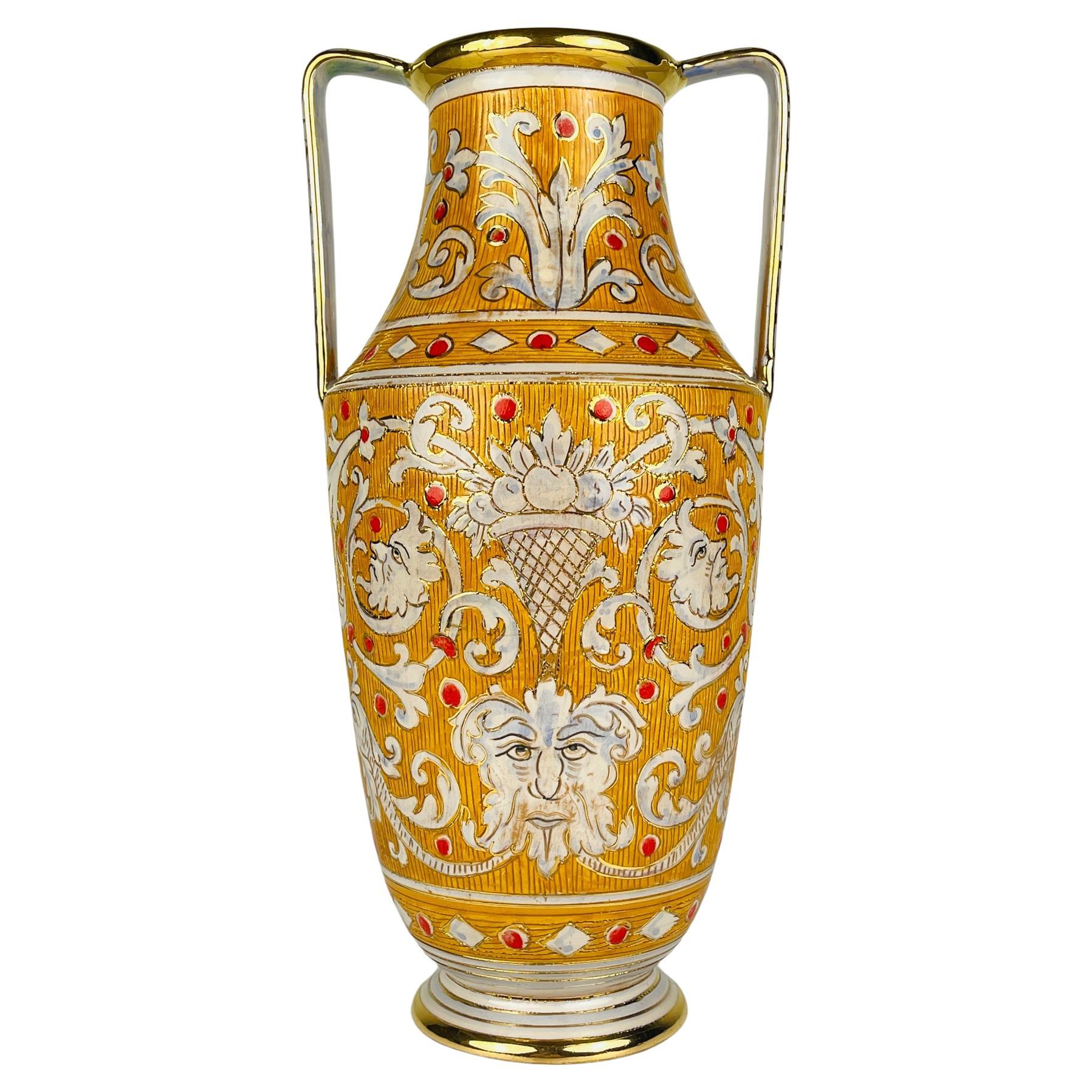 Antique ceramic vase by Serafino Volpi for Deruta, Italy, 1940-50s