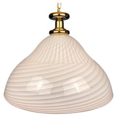 Large Swirl Pink Murano Glass Pendant Lamp Italy 1970s Mid-Century Italian Light