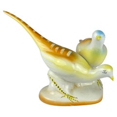 Figurita de cerámica vintage «Pájaros», de Yugoslavia, años 50