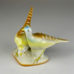 Figurita de cerámica vintage «Pájaros», de Yugoslavia, años 50