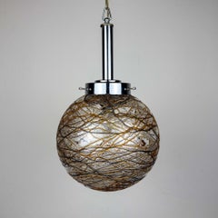 Vintage Murano sphere ball pendant lamp, Italy 1960s