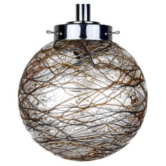 Vintage Murano sphere ball pendant lamp, Italy 1960s