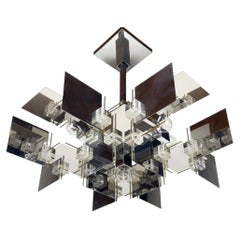 Vintage metal chandelier by Gaetano Sciolari, Italy, 1950s