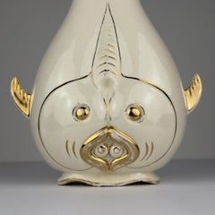 Vintage ceramic fish-shaped vase, Italy 1950s, unique home decor