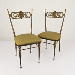 Pair of Vintage Decorative Brass Chairs in the Chiavari Style, Italy 1950s