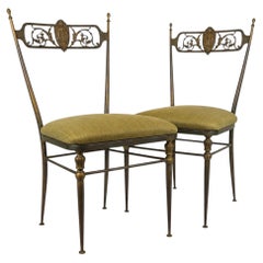 Pair of Vintage Decorative Brass Chairs in the Chiavari Style, Italy 1950s