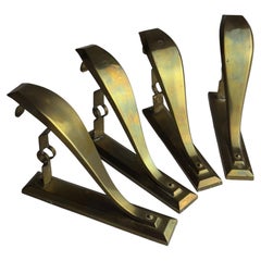 Soportes antiguos de latón para barras de cortina de estilo Art Nouveau, juego de 4, Austria, años 1900