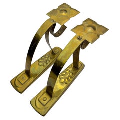 Soportes antiguos de latón para barras de cortina de estilo Art Nouveau, juego de 2, Austria, años 1900