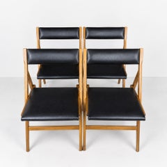 Vintage Folding Chairs Set of 4 by Gio Ponti, Wood, Yugoslavia, 1970s