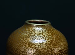Arts & Crafts Gold Crackle Glaze Pot By Sir Edmund Elton